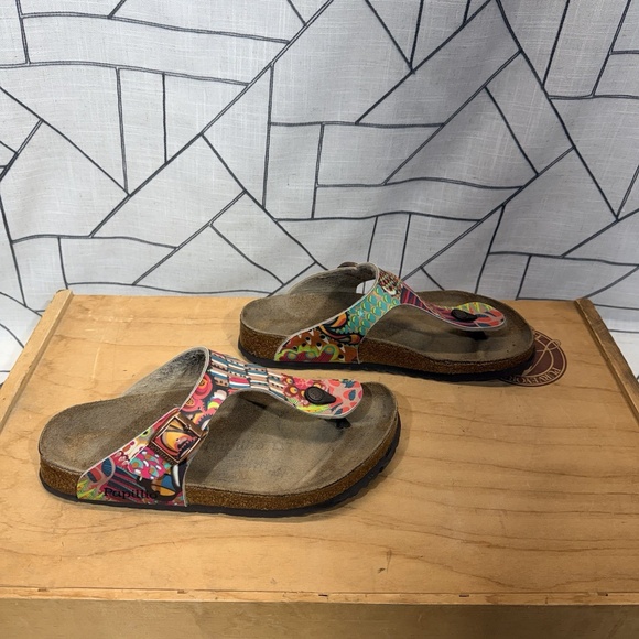 BIRKENSTOCK GIZEH BIRKO-FLOR THONG SANDALS Pink Teal Yellow SIZE 10 US / 41 EU - Picture 10 of 14